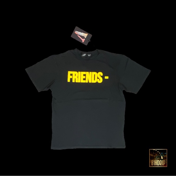 Vlone Yellow Friends Tee Black Authentic With Certilogo Tags - Picture 1 of 8